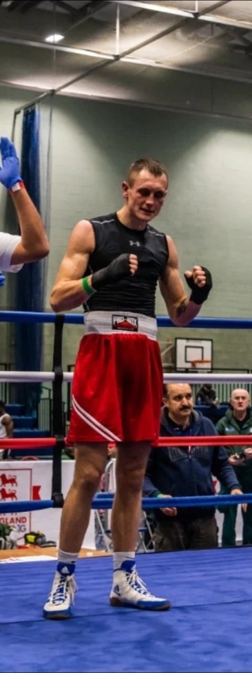 Ed in the ring awaiting the decision at a boxing show